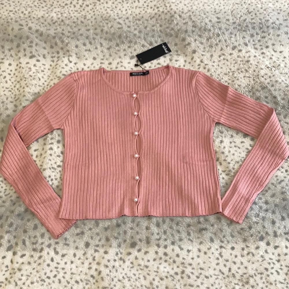 Pearl Ribbed Knit Cardigan - Picture 4 of 6